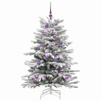 Produktbild för Plast Hingad Julgran med LED -remsljus Vit 150 cm PE och PVC