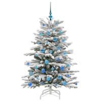 Produktbild för Plast Hingad Julgran med LED -remsljus Vit 150 cm PE och PVC
