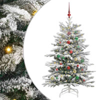 Produktbild för Plast Hingad Julgran med LED -remsljus Vit 150 cm PE och PVC