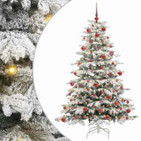 Produktbild för Plast Hingad Julgran med LED -remsljus Vit 180 cm PE och PVC