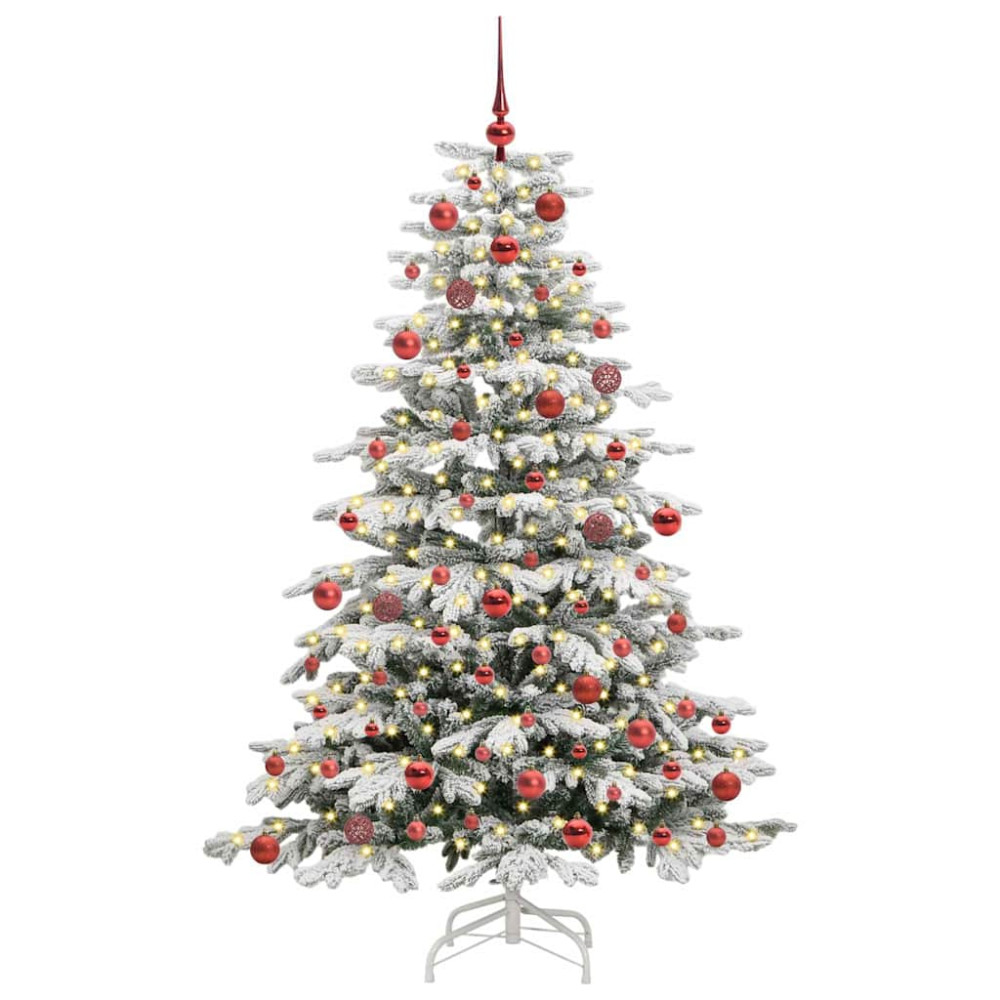Produktbild för Plast Hingad Julgran med LED -remsljus Vit 180 cm PE och PVC