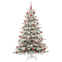 Produktbild för Plast Hingad Julgran med LED -remsljus Vit 180 cm PE och PVC