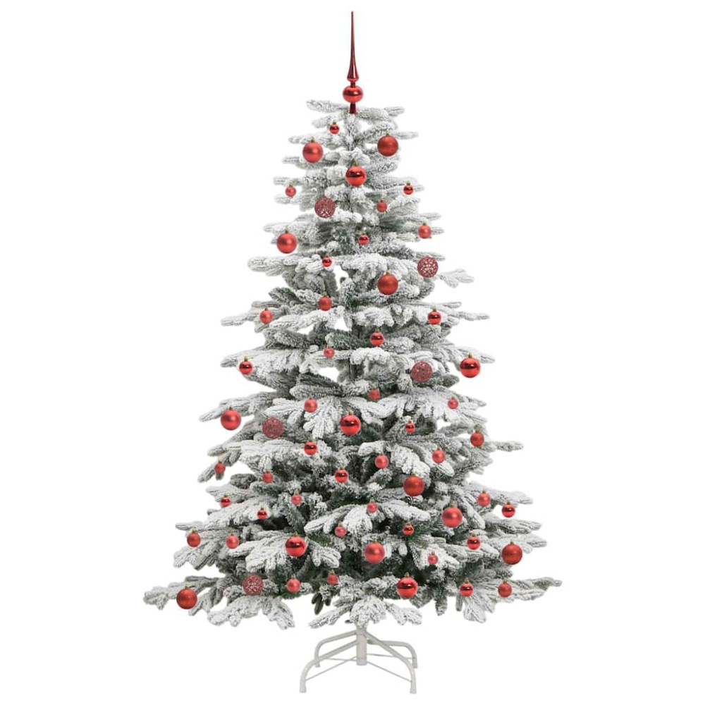 Produktbild för Plast Hingad Julgran med LED -remsljus Vit 180 cm PE och PVC