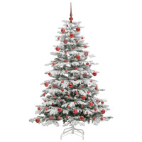 Produktbild för Plast Hingad Julgran med LED -remsljus Vit 180 cm PE och PVC