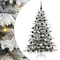 Produktbild för Plast Hingad Julgran med LED -remsljus Vit 180 cm PE och PVC