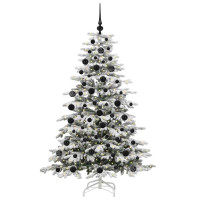 Produktbild för Plast Hingad Julgran med LED -remsljus Vit 180 cm PE och PVC