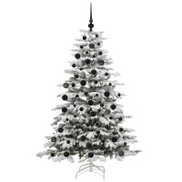 Produktbild för Plast Hingad Julgran med LED -remsljus Vit 180 cm PE och PVC