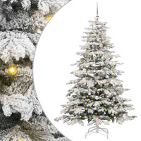Produktbild för Plast Hingad Julgran med LED -remsljus Vit 180 cm PE och PVC