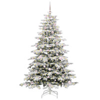 Produktbild för Plast Hingad Julgran med LED -remsljus Vit 180 cm PE och PVC