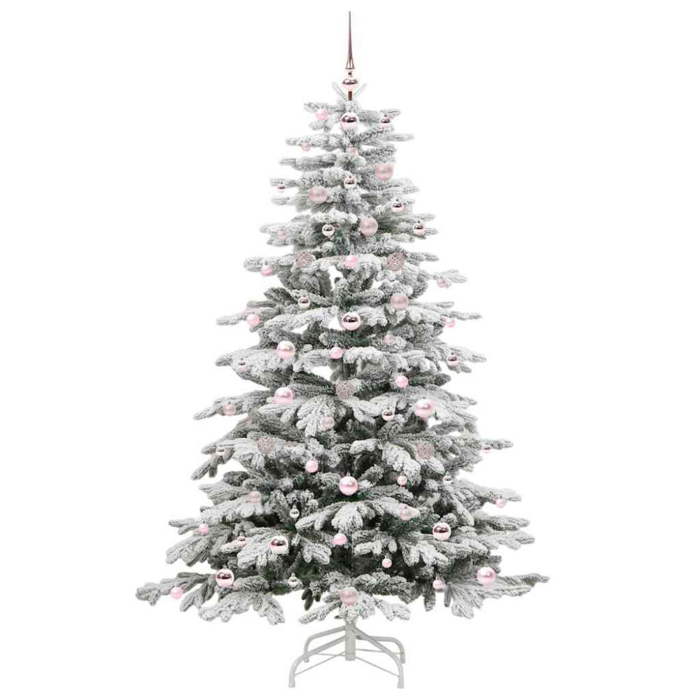 Produktbild för Plast Hingad Julgran med LED -remsljus Vit 180 cm PE och PVC