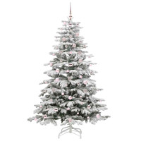 Produktbild för Plast Hingad Julgran med LED -remsljus Vit 180 cm PE och PVC