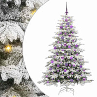 Produktbild för Plast Hingad Julgran med LED -remsljus Vit 180 cm PE och PVC