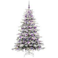 Produktbild för Plast Hingad Julgran med LED -remsljus Vit 180 cm PE och PVC