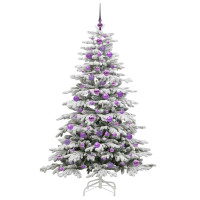 Produktbild för Plast Hingad Julgran med LED -remsljus Vit 180 cm PE och PVC