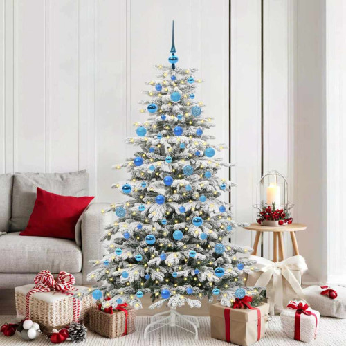 vidaXL Plast Hingad Julgran med LED -remsljus Vit 180 cm PE och PVC
