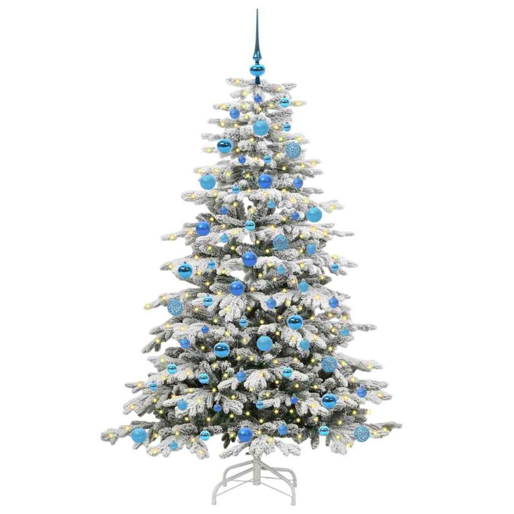 Produktbild för Plast Hingad Julgran med LED -remsljus Vit 180 cm PE och PVC