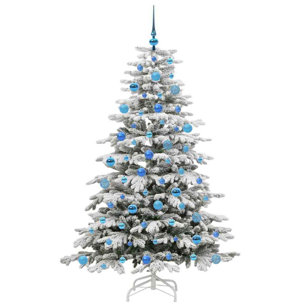 Produktbild för Plast Hingad Julgran med LED -remsljus Vit 180 cm PE och PVC