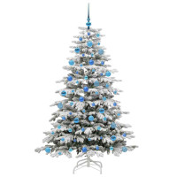 Produktbild för Plast Hingad Julgran med LED -remsljus Vit 180 cm PE och PVC