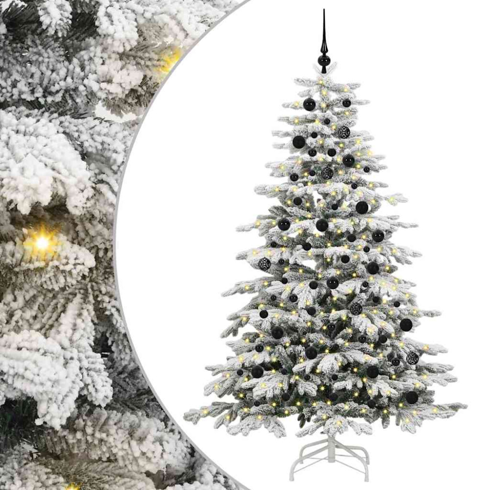 Produktbild för Plast Hingad Julgran med LED -remsljus Vit 210 cm PE och PVC
