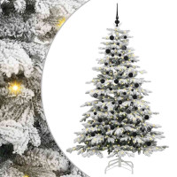 Produktbild för Plast Hingad Julgran med LED -remsljus Vit 210 cm PE och PVC