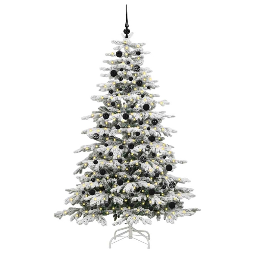 Produktbild för Plast Hingad Julgran med LED -remsljus Vit 210 cm PE och PVC