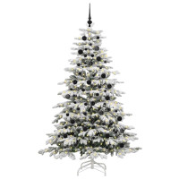 Produktbild för Plast Hingad Julgran med LED -remsljus Vit 210 cm PE och PVC