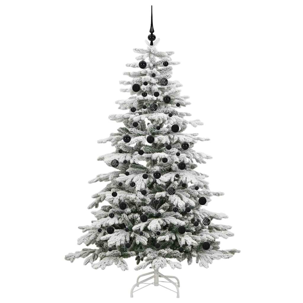 Produktbild för Plast Hingad Julgran med LED -remsljus Vit 210 cm PE och PVC