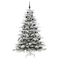 Produktbild för Plast Hingad Julgran med LED -remsljus Vit 210 cm PE och PVC