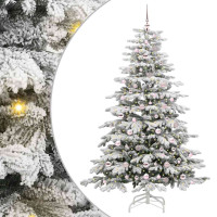 Produktbild för Plast Hingad Julgran med LED -remsljus Vit 210 cm PE och PVC