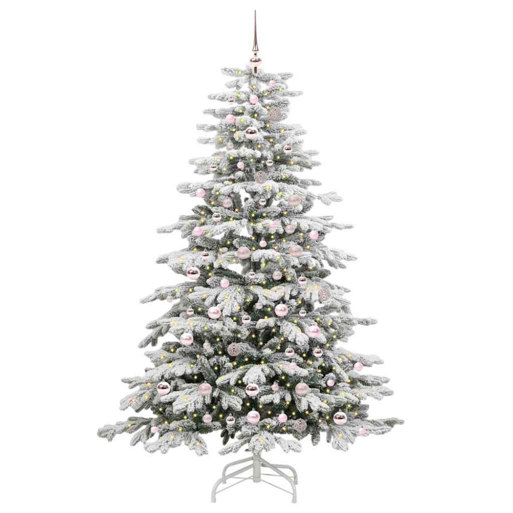 Produktbild för Plast Hingad Julgran med LED -remsljus Vit 210 cm PE och PVC