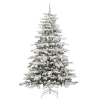 Produktbild för Plast Hingad Julgran med LED -remsljus Vit 210 cm PE och PVC