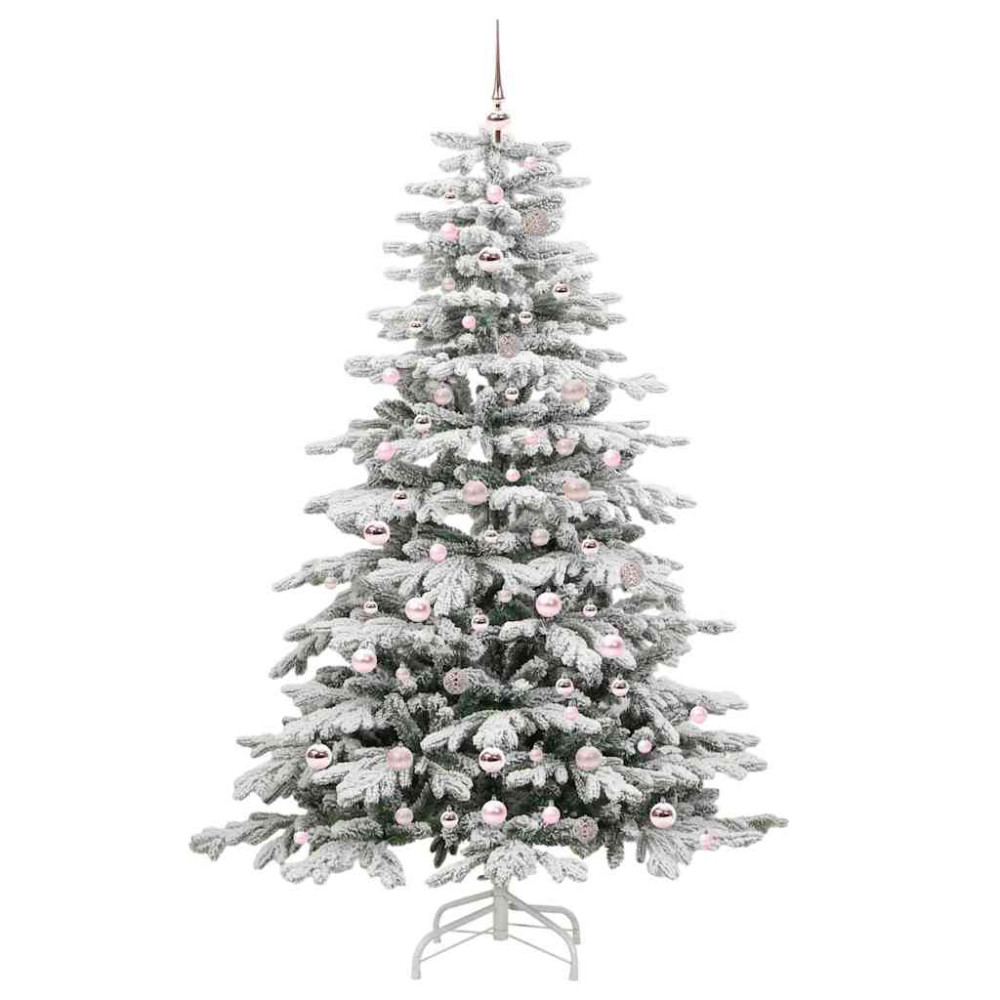Produktbild för Plast Hingad Julgran med LED -remsljus Vit 210 cm PE och PVC