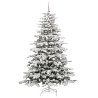 Produktbild för Plast Hingad Julgran med LED -remsljus Vit 210 cm PE och PVC