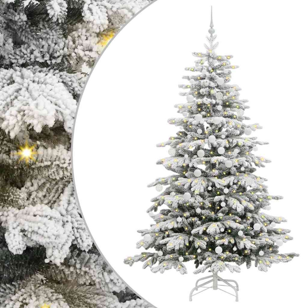 Produktbild för Plast Hingad Julgran med LED -remsljus Vit 210 cm PE och PVC