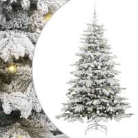 Produktbild för Plast Hingad Julgran med LED -remsljus Vit 210 cm PE och PVC