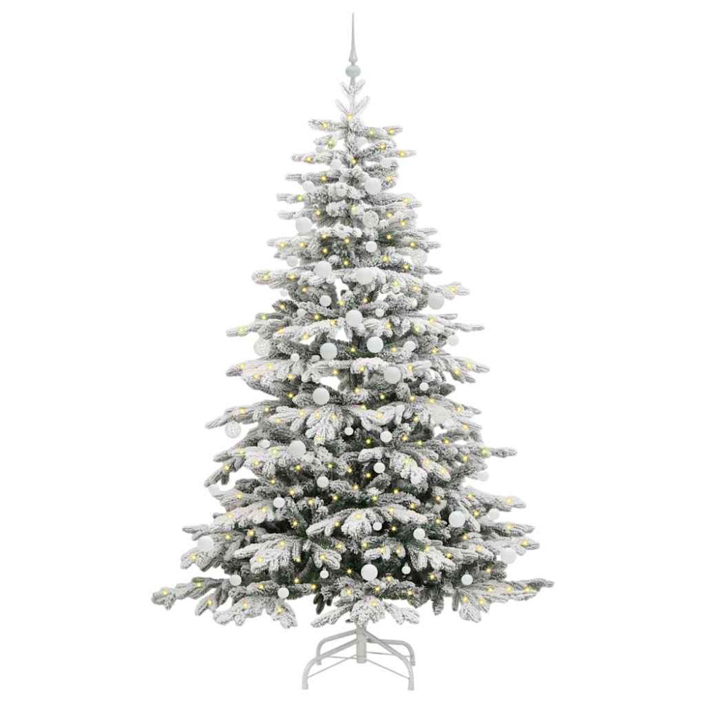 Produktbild för Plast Hingad Julgran med LED -remsljus Vit 210 cm PE och PVC
