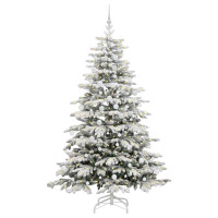 Produktbild för Plast Hingad Julgran med LED -remsljus Vit 210 cm PE och PVC
