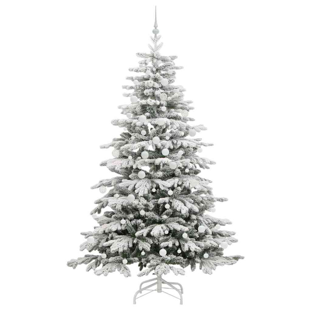 Produktbild för Plast Hingad Julgran med LED -remsljus Vit 210 cm PE och PVC