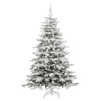 Produktbild för Plast Hingad Julgran med LED -remsljus Vit 210 cm PE och PVC