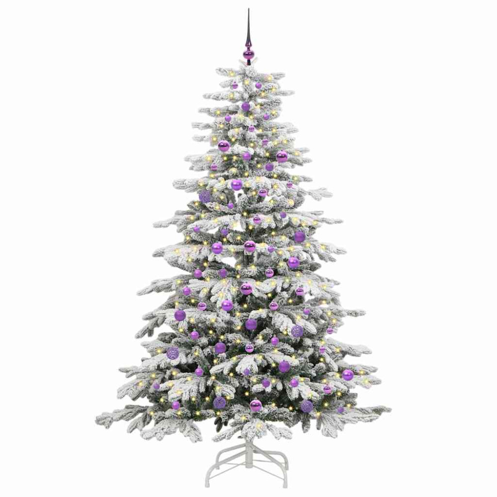 Produktbild för Plast Hingad Julgran med LED -remsljus Vit 210 cm PE och PVC