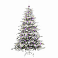 Produktbild för Plast Hingad Julgran med LED -remsljus Vit 210 cm PE och PVC