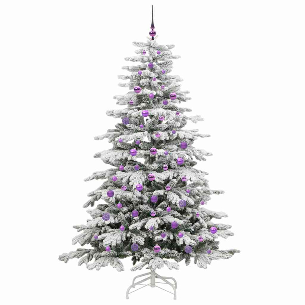 Produktbild för Plast Hingad Julgran med LED -remsljus Vit 210 cm PE och PVC