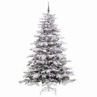Produktbild för Plast Hingad Julgran med LED -remsljus Vit 210 cm PE och PVC