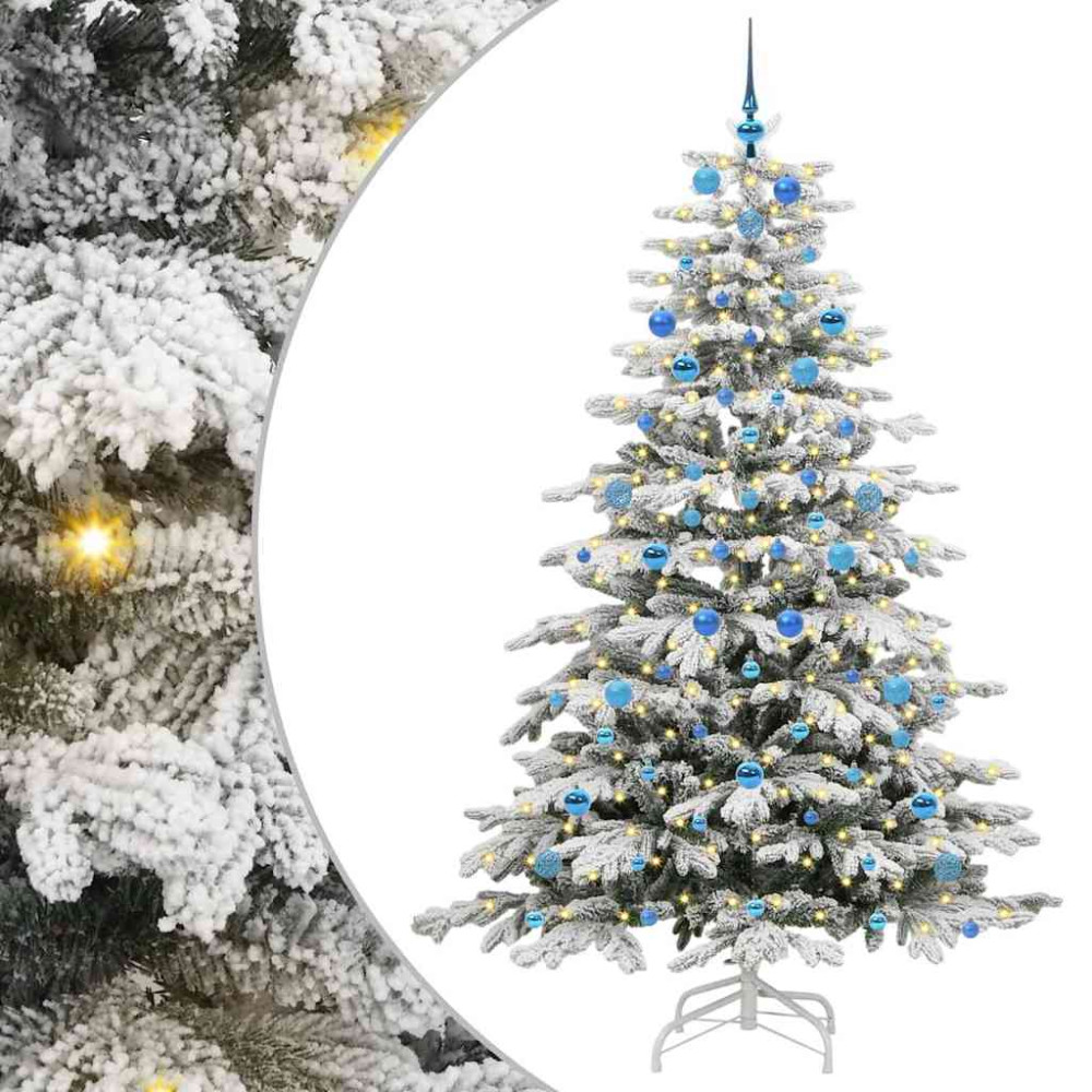 Produktbild för Plast Hingad Julgran med LED -remsljus Vit 210 cm PE och PVC