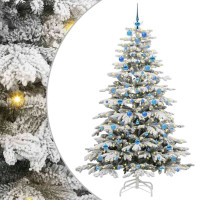 Produktbild för Plast Hingad Julgran med LED -remsljus Vit 210 cm PE och PVC