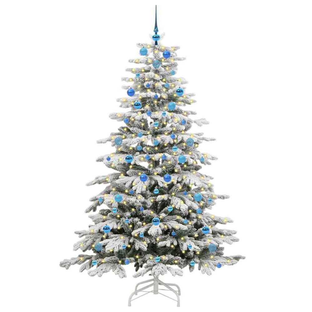 Produktbild för Plast Hingad Julgran med LED -remsljus Vit 210 cm PE och PVC