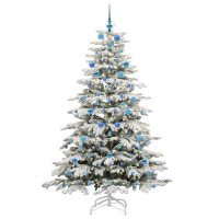 Produktbild för Plast Hingad Julgran med LED -remsljus Vit 210 cm PE och PVC