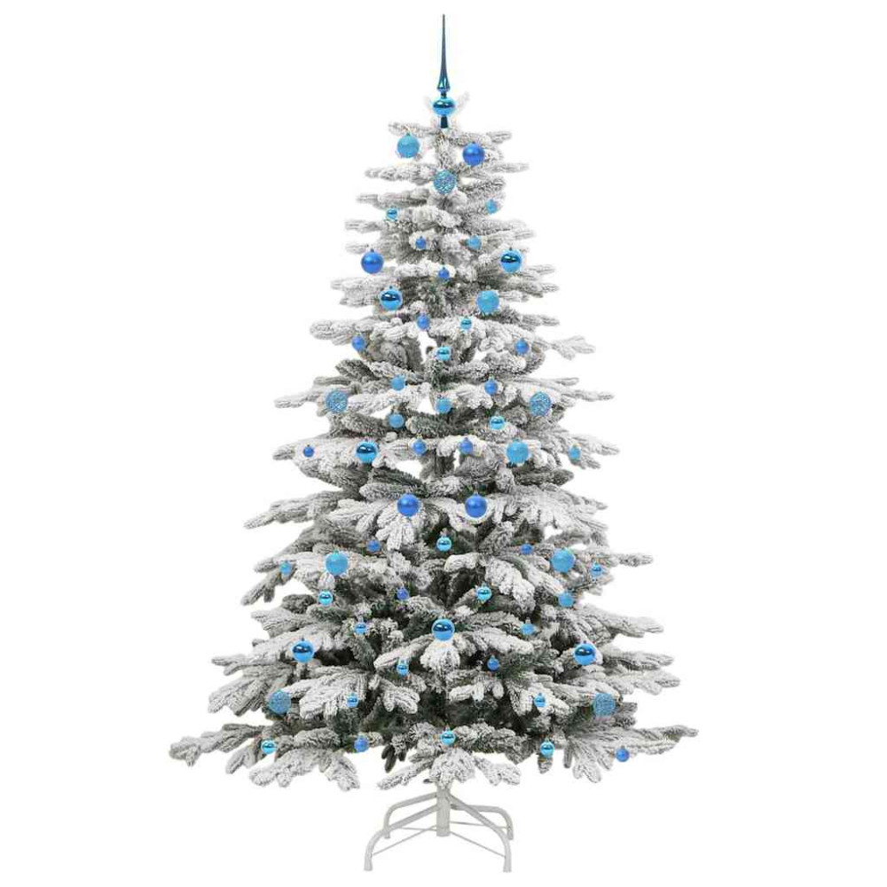 Produktbild för Plast Hingad Julgran med LED -remsljus Vit 210 cm PE och PVC