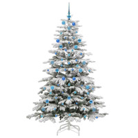 Produktbild för Plast Hingad Julgran med LED -remsljus Vit 210 cm PE och PVC