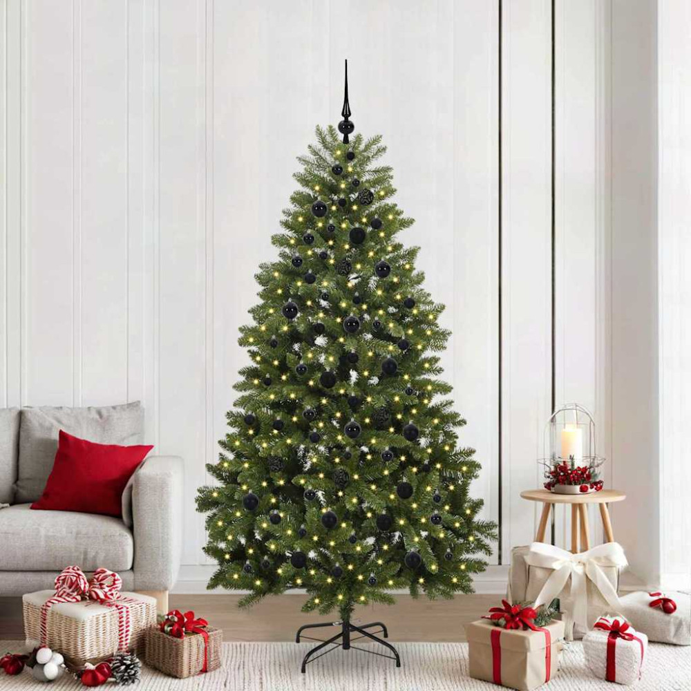 Produktbild för Konstgjord julgran Grön 210 cm PVC och metall